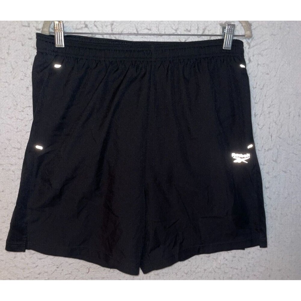 Reebok Mens Black Drawstring Athletic Shorts sz L Gym Running